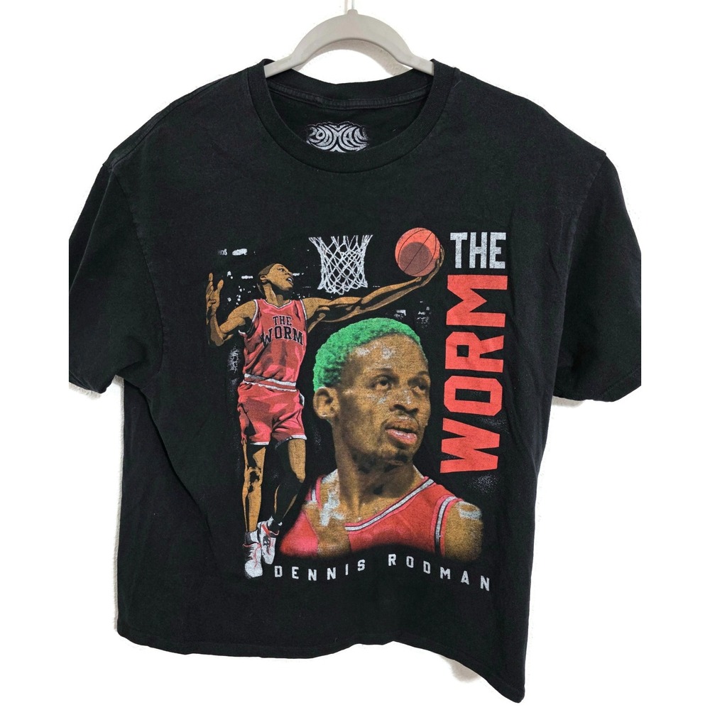 Dennis Rodman The Worm Graphic T-Shirt Black Mens XL Basketball Streetwear